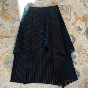 Diane Von Furstenberg Black Asymmetrical Midi Wrap Skirt